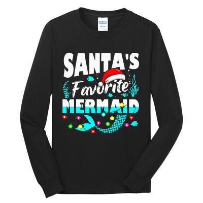 Santa's Favorite Mermaid Lover Christmas Xmas Funny Tall Long Sleeve T-Shirt