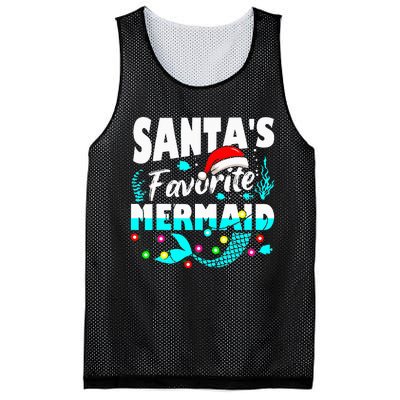 Santa's Favorite Mermaid Lover Christmas Xmas Funny Mesh Reversible Basketball Jersey Tank