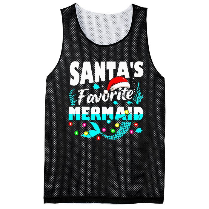 Santa's Favorite Mermaid Lover Christmas Xmas Funny Mesh Reversible Basketball Jersey Tank