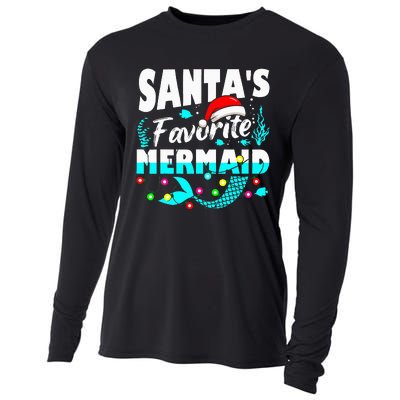 Santa's Favorite Mermaid Lover Christmas Xmas Funny Cooling Performance Long Sleeve Crew