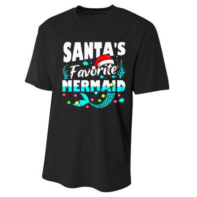 Santa's Favorite Mermaid Lover Christmas Xmas Funny Performance Sprint T-Shirt