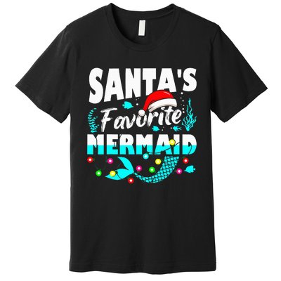 Santa's Favorite Mermaid Lover Christmas Xmas Funny Premium T-Shirt