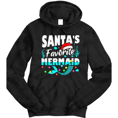 Santa's Favorite Mermaid Lover Christmas Xmas Funny Tie Dye Hoodie