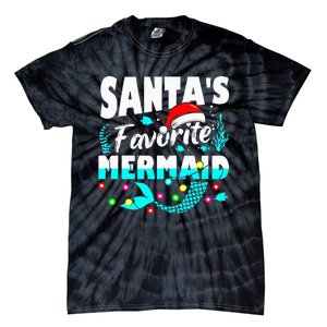 Santa's Favorite Mermaid Lover Christmas Xmas Funny Tie-Dye T-Shirt