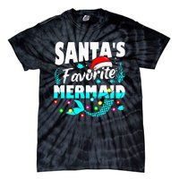 Santa's Favorite Mermaid Lover Christmas Xmas Funny Tie-Dye T-Shirt