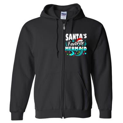 Santa's Favorite Mermaid Lover Christmas Xmas Funny Full Zip Hoodie