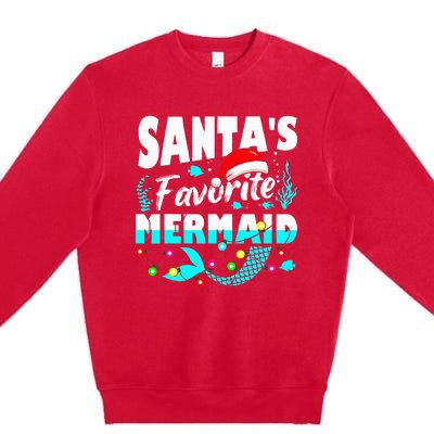 Santa's Favorite Mermaid Lover Christmas Xmas Funny Premium Crewneck Sweatshirt