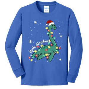 Snow Flakes Merry Christmas Plesiosaur Gift Kids Long Sleeve Shirt