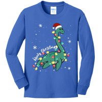 Snow Flakes Merry Christmas Plesiosaur Gift Kids Long Sleeve Shirt