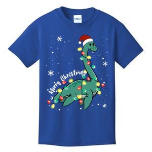 Snow Flakes Merry Christmas Plesiosaur Gift Kids T-Shirt