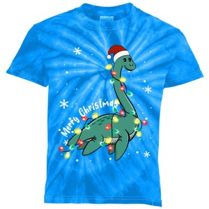 Snow Flakes Merry Christmas Plesiosaur Gift Kids Tie-Dye T-Shirt