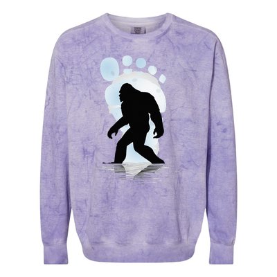 Sasquatch Footprint Moon Light Bigfoot Lovers Gifts Colorblast Crewneck Sweatshirt