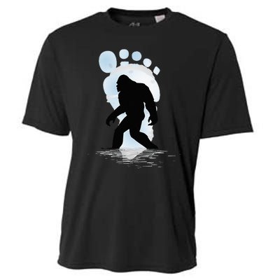 Sasquatch Footprint Moon Light Bigfoot Lovers Gifts Cooling Performance Crew T-Shirt