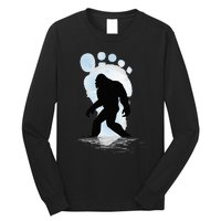 Sasquatch Footprint Moon Light Bigfoot Lovers Gifts Long Sleeve Shirt