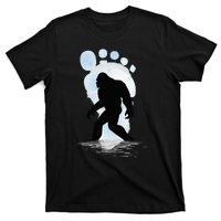 Sasquatch Footprint Moon Light Bigfoot Lovers Gifts T-Shirt