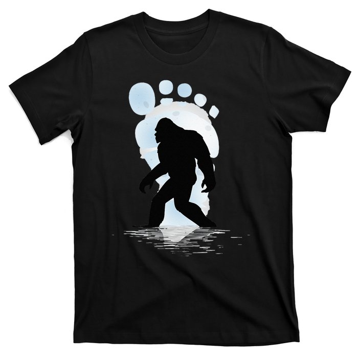 Sasquatch Footprint Moon Light Bigfoot Lovers Gifts T-Shirt