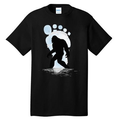 Sasquatch Footprint Moon Light Bigfoot Lovers Gifts Tall T-Shirt