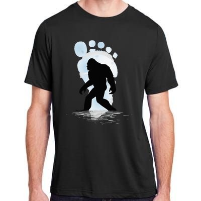 Sasquatch Footprint Moon Light Bigfoot Lovers Gifts Adult ChromaSoft Performance T-Shirt