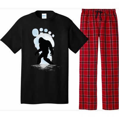 Sasquatch Footprint Moon Light Bigfoot Lovers Gifts Pajama Set