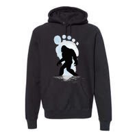 Sasquatch Footprint Moon Light Bigfoot Lovers Gifts Premium Hoodie