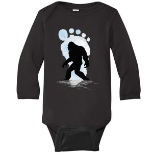 Sasquatch Footprint Moon Light Bigfoot Lovers Gifts Baby Long Sleeve Bodysuit