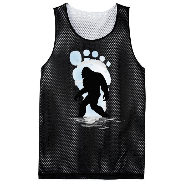 Sasquatch Footprint Moon Light Bigfoot Lovers Gifts Mesh Reversible Basketball Jersey Tank