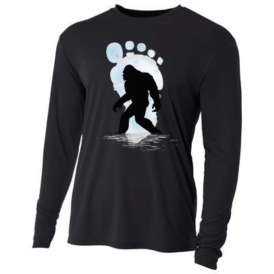 Sasquatch Footprint Moon Light Bigfoot Lovers Gifts Cooling Performance Long Sleeve Crew