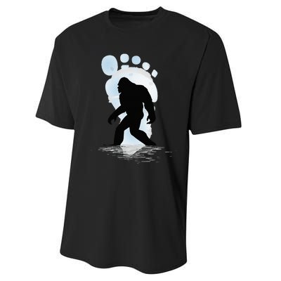 Sasquatch Footprint Moon Light Bigfoot Lovers Gifts Performance Sprint T-Shirt