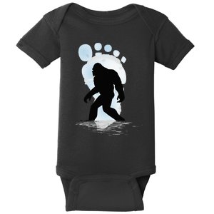 Sasquatch Footprint Moon Light Bigfoot Lovers Gifts Baby Bodysuit