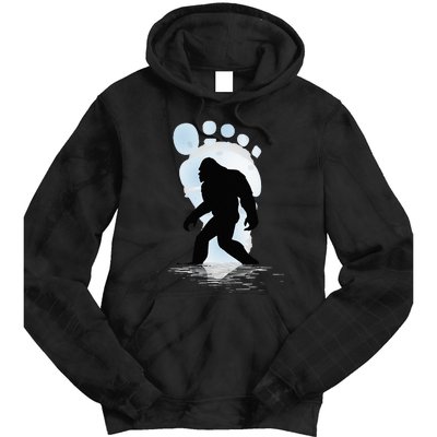 Sasquatch Footprint Moon Light Bigfoot Lovers Gifts Tie Dye Hoodie