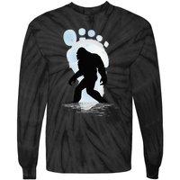 Sasquatch Footprint Moon Light Bigfoot Lovers Gifts Tie-Dye Long Sleeve Shirt