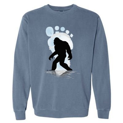 Sasquatch Footprint Moon Light Bigfoot Lovers Gifts Garment-Dyed Sweatshirt