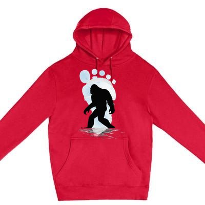 Sasquatch Footprint Moon Light Bigfoot Lovers Gifts Premium Pullover Hoodie