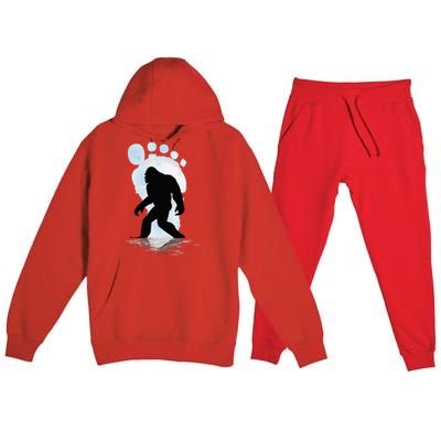 Sasquatch Footprint Moon Light Bigfoot Lovers Gifts Premium Hooded Sweatsuit Set