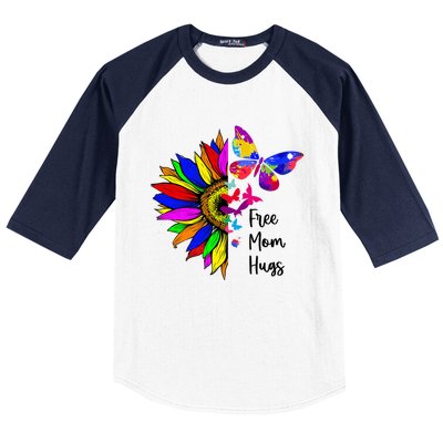 Sunflower Free Mom Hugs Butterfly Lgbt Pride Month Baseball Sleeve Shirt