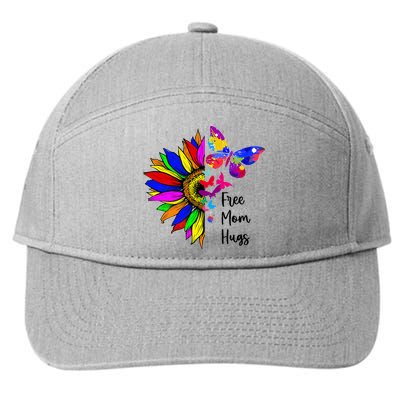 Sunflower Free Mom Hugs Butterfly Lgbt Pride Month 7-Panel Snapback Hat