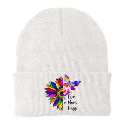 Sunflower Free Mom Hugs Butterfly Lgbt Pride Month Knit Cap Winter Beanie