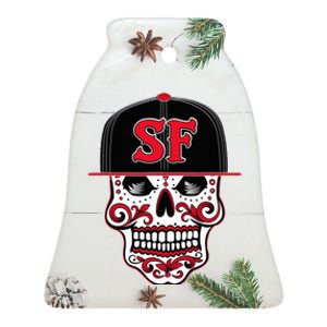 San Francisco Mexican Sugar Skull Design Bay Area Ceramic Bell Ornament