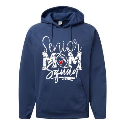 Senior Football Mom Squad Grunge Gift Performance Fleece Hoodie