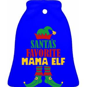 Santas Favorite Mama Elf Christmas Matching Holiday Gift Ceramic Bell Ornament