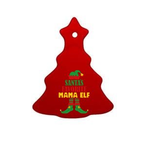 Santas Favorite Mama Elf Christmas Matching Holiday Gift Ceramic Tree Ornament