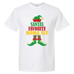 Santas Favorite Mama Elf Christmas Matching Holiday Gift Garment-Dyed Heavyweight T-Shirt