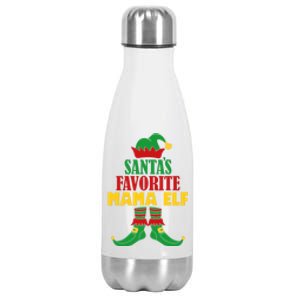 Santas Favorite Mama Elf Christmas Matching Holiday Gift Stainless Steel Insulated Water Bottle