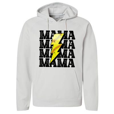 Softball Fan Mom Performance Fleece Hoodie