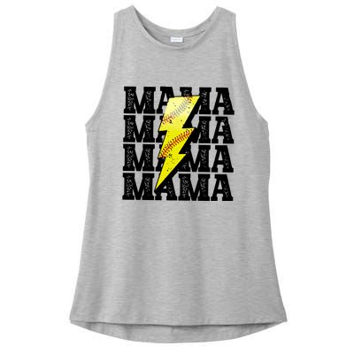 Softball Fan Mom Ladies PosiCharge Tri-Blend Wicking Tank