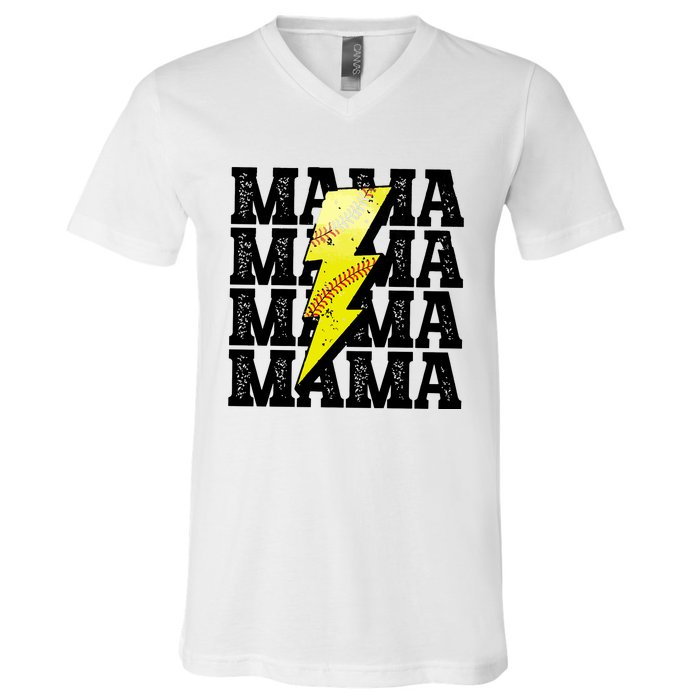 Softball Fan Mom V-Neck T-Shirt