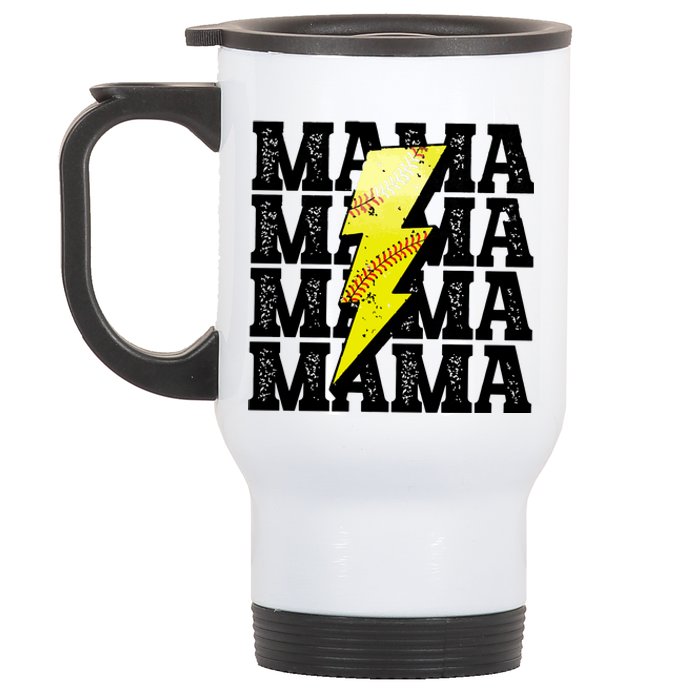 Softball Fan Mom Stainless Steel Travel Mug