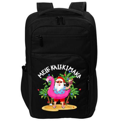 Santa Flamingo Mele Kalikimaka Tropical Christmas Hawaiian Impact Tech Backpack