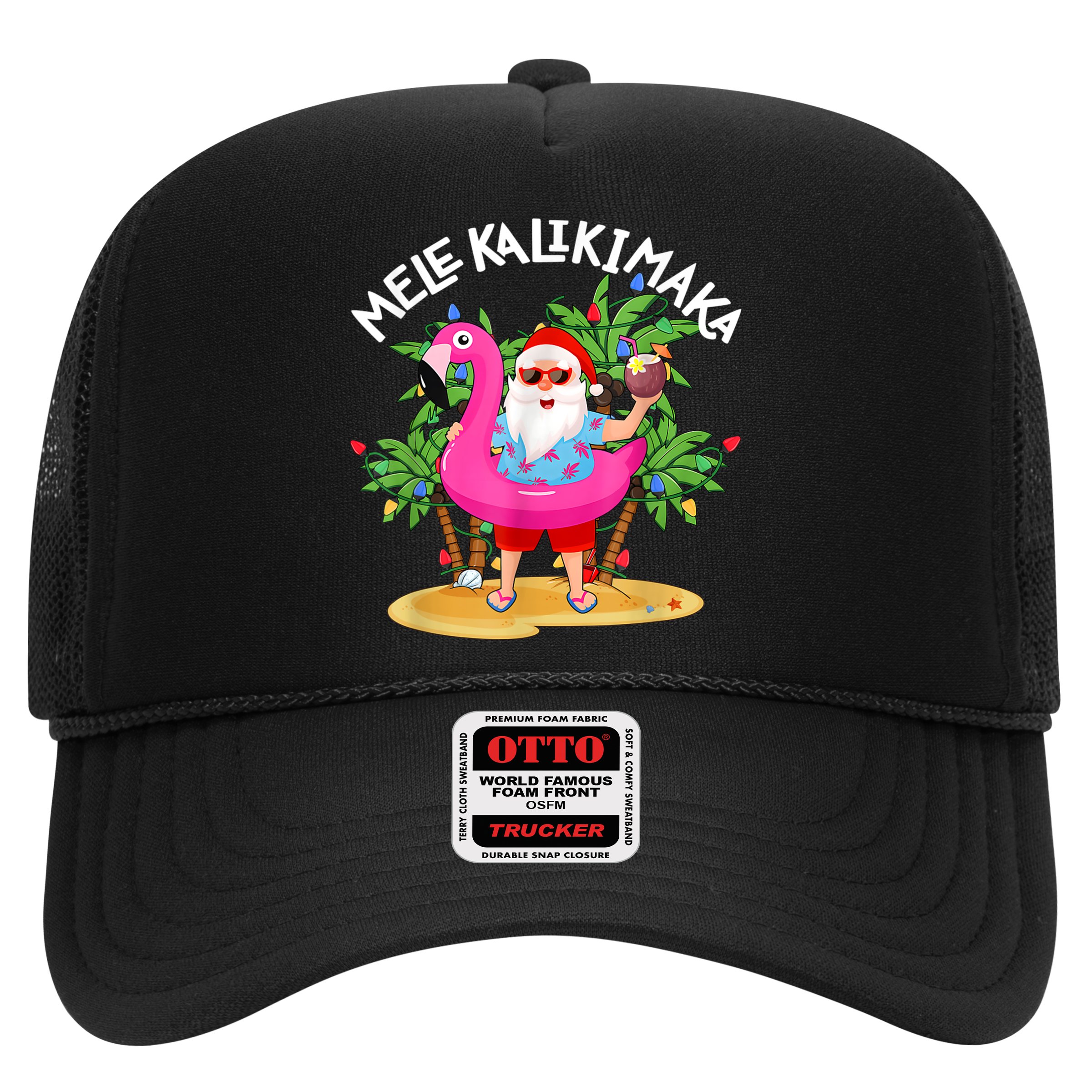 Santa Flamingo Mele Kalikimaka Tropical Christmas Hawaiian Hat