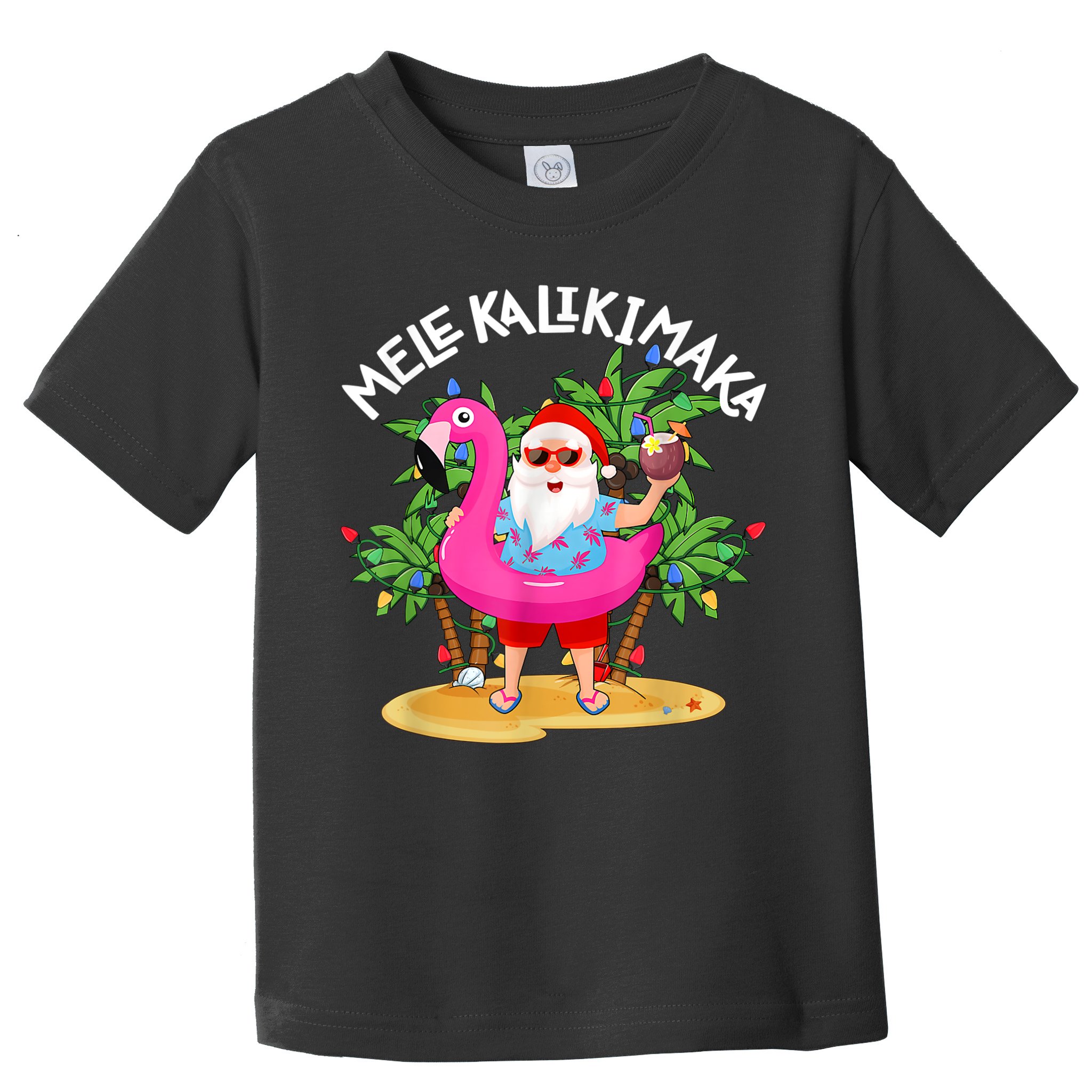 Santa Flamingo Mele Kalikimaka Tropical Christmas Hawaiian Toddler T-Shirt